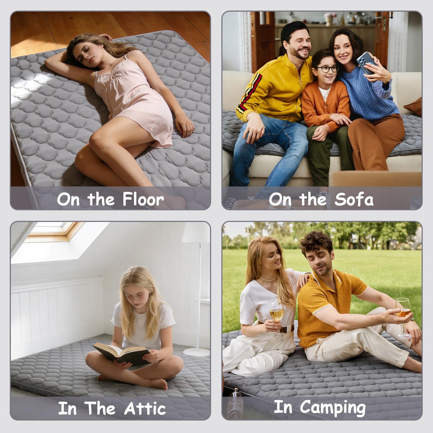 Japanese Futon Floor Mattress Queen Size 60"×80", Thicken 5-Layer Japanese Tatami Mat Floor Bed Foldable Roll Up Sleeping Pad, Ideal for Comfort and Support, Kids Floor Lounger Pillow Bed Sofa