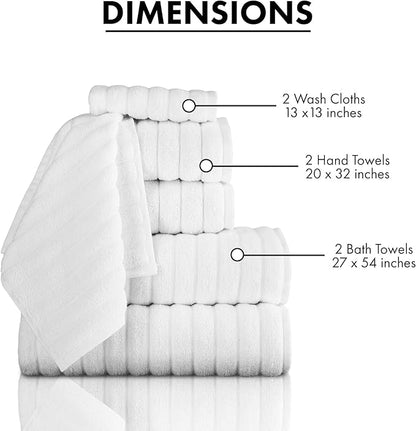 Classic Turkish Towels CTT Luxury 6 Piece Towel Set, 100% Turkish Cotton