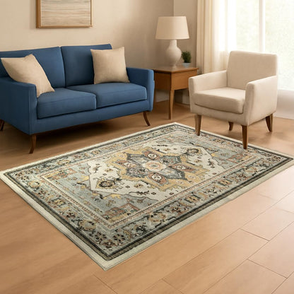 Muddy Mat® Floral Multicolor 6x9 Boho Area Rug – Washable Area Rugs for Living Room, Bedroom & Dining Room – Modern Soft Low Pile Non Slip Carpet – Pet Friendly Waterproof Foldable Rugs for Home