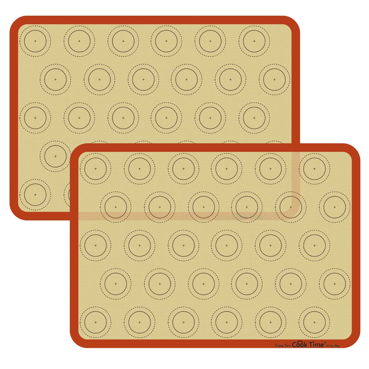 Macaron Silicone Baking Mat - Set of 2 Non Stick Silicon Macaroon Baking Sheet Cookie Liner(BPA Free/Reusable/Half Sheet),Perfect Cooking Kit for Macarons,Pastry,Cake and Bread Making (Red)