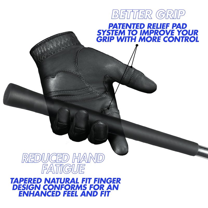 Bionic Men's StableGrip with NaturalFit 2.0 Golf Glove with Dual Expansion Thumb for Best Fit - Premium Cabretta Leather… (Black, X-Large, Right)