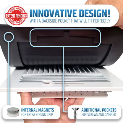 Powerful Magnetic Vent Covers (2-Pack) that Will Never Fall Off (Upgraded Design) - for Sealing Floor/Wall/Ceiling Registers of Width 11.25" to 12", Length 11.25" to 12" | Vent Not Included | White