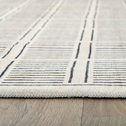 Rugshop Bohemian Stripe Lines Washable Non Slip Area Rug 5' x 7' Ivory