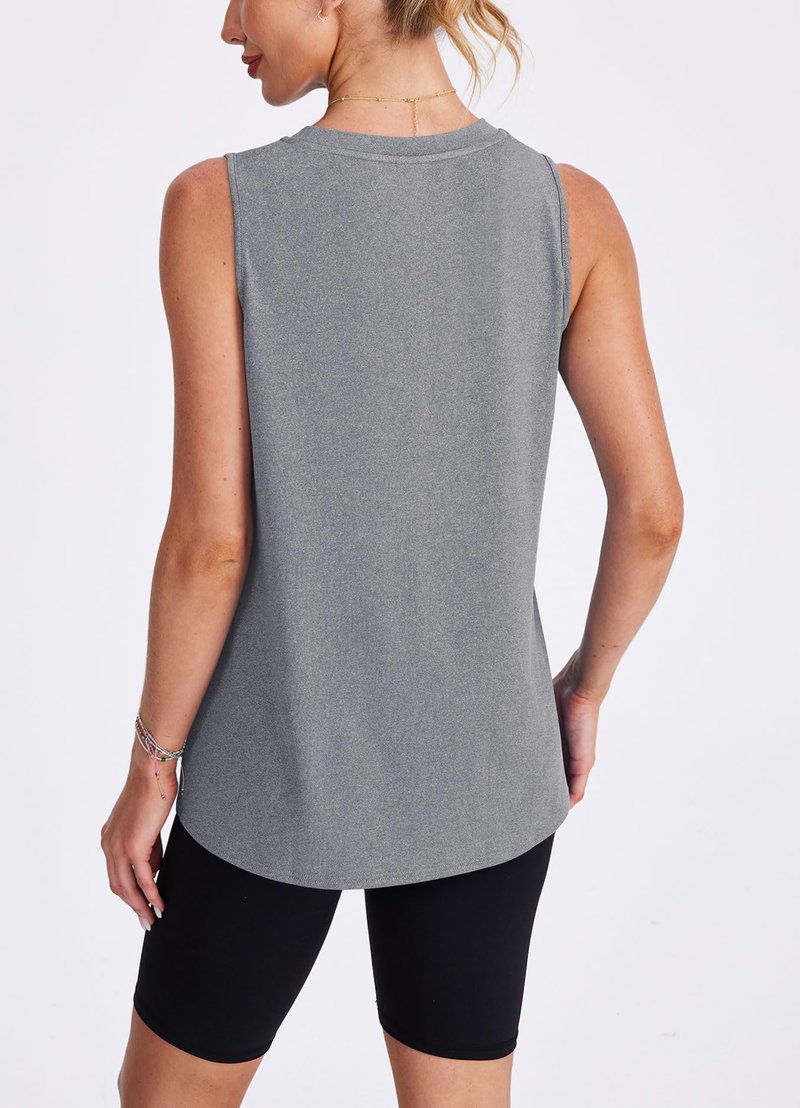 Tank Top for Women Summer Loose Fit Yoga Top Sleeveless Gym Shirt Running Athletic Tank Grey XL