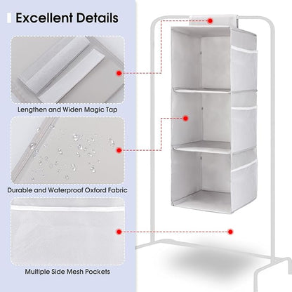 PetsHome 3-Shelf Hanging Closet Organizer, Space Saver, Closet Hanging Storage