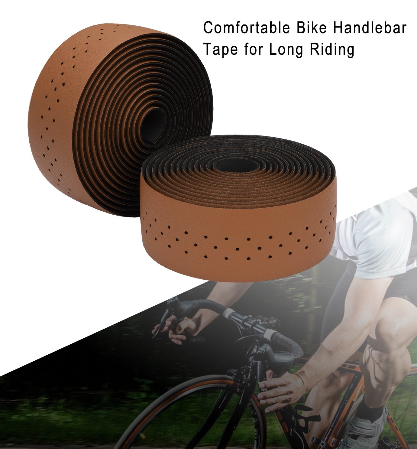 TOPCABIN® Camouflage Series Comfort Gel Road Bike Handlebar Tape Bike Bar Tape with Reflective Bar Plugs (Brown(PU a Pair))