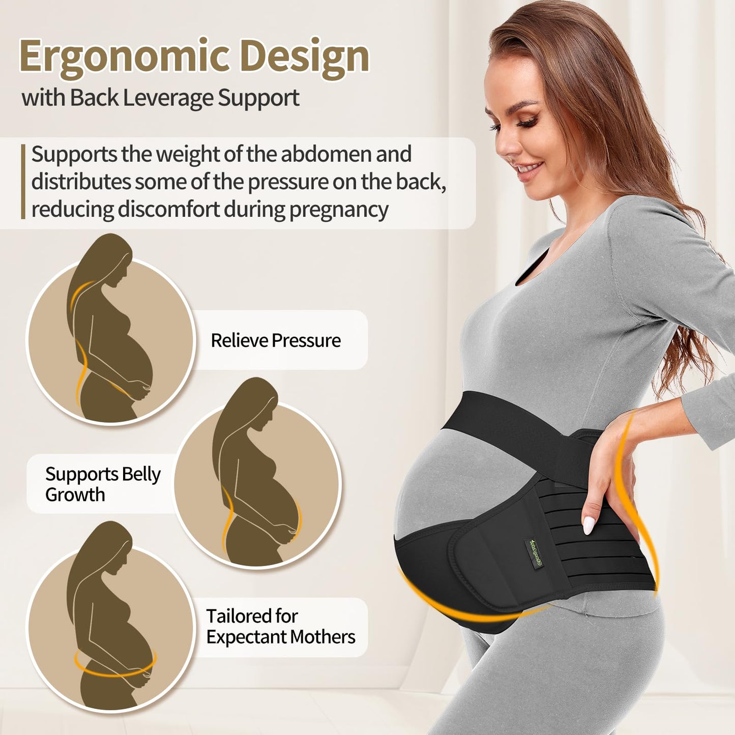 ChongErfei Maternity Belt, Pregnancy 3 in 1 Support Belt for Back/Pelvic/Hip Pain, Maternity Band Belly Support for Pregnancy Belly Support Band (M: Fit Ab 35.5"-47.3", Black)