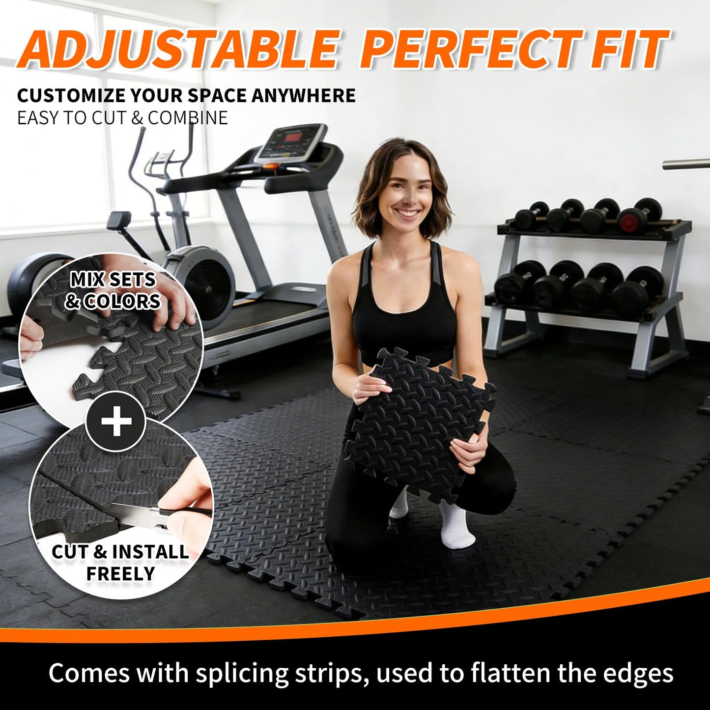 Maziloxe Gym Flooring for Home Gym, 18 PCS Anti-Slip Interlocking Foam Floor Tiles, 12.6"x12.6"x0.4" EVA Exercise Mats, Puzzle Floor Mat For Workout, Yoga, Kids Play Area, Treadmill, Garage