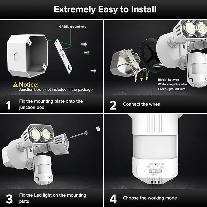 SANSI 28W 3500LM Motion Sensor Outdoor Lights, Flood Lights Outdoor Motion Sensor Security Lights Detector with 4 Mode 350W Equiv 5000K, IP65 Waterproof for Soffit, Garage, Yard (White) Hardwired