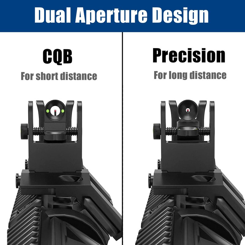 UUQ 45 Degree Offset Fiber Optic Iron Sights,Flip Up Front Rear Sites with Red&Green Dot,BUIS Backup Sight Set， Tool-Free Adjustable Front Sight Rapid Transition,Fits Picatinny and Weaver Rails