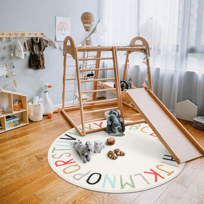 Topotdor Rainbow Round Kids Play Rug Alphabet Nursery Area Rug Extra Large Soft Crawling Play Mat for Children Toddlers Bedroom (40 inch, Multi Color)