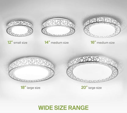ASD 20 Inch LED Flush Mount Ceiling Light Fixture for Bedroom, 42W 2474LM 5CCT 2700K-5000K, Dimmable Lights, Dining, Living Room, Kitchen Lamps, Modern Home Lighting Fixtures, Nickel, ETL, 2 Pack