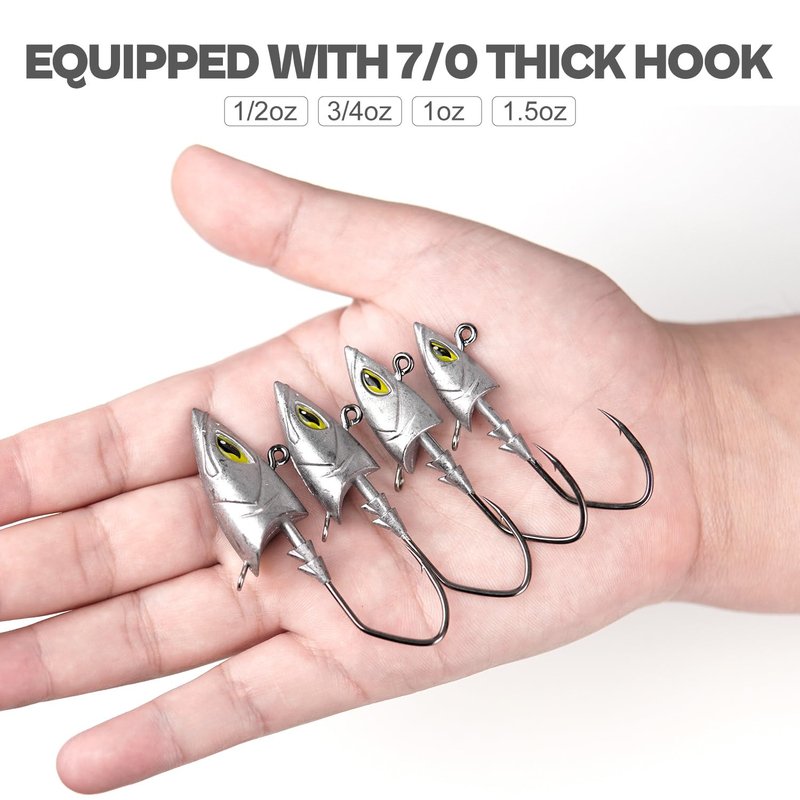 Saltwater Jig Head, Fish Eye Swimbait Jighead for Fishing Inshore/Offshore 1/2oz with 7/0 Hooks for Bass, Stripper, Redfish, Seabass etc.