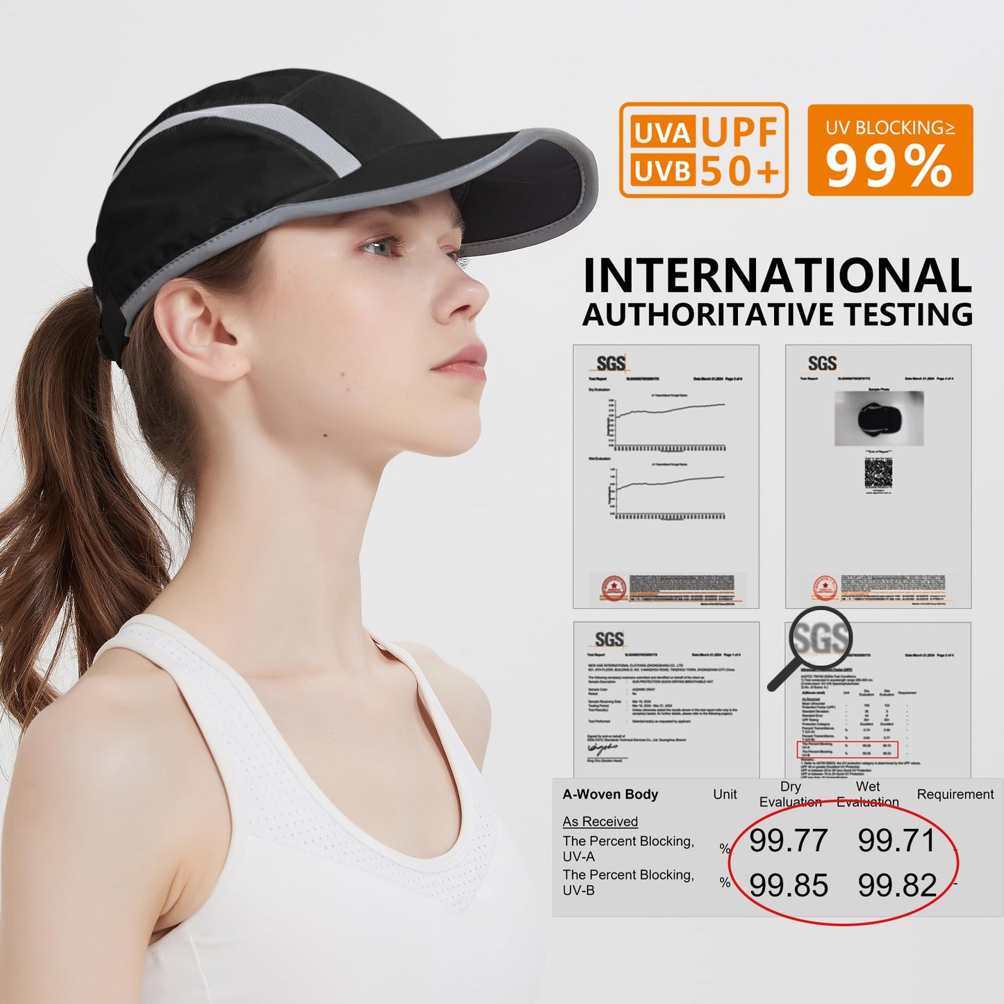 GADIEMKENSD 2 Pack Foldable Sports Sun Cap Men Women UPF50+ Protection Golf Hat Reflective Running Hat Cooling Summer Baseball Cap Hiking Camping Orange