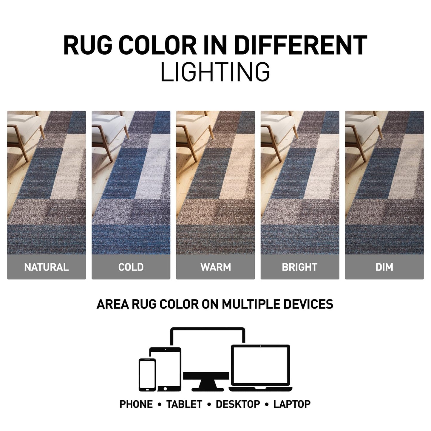 Rugshop Modern Boxes Design Non-Slip (Non-Skid) Carpet for Hallway,Entryway,Kitchen Runner Rug 2' x 10' Blue