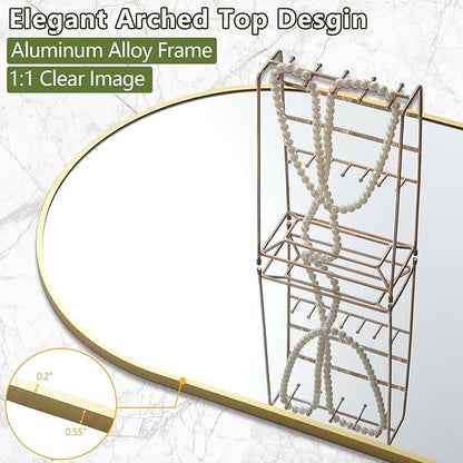 Full Length Mirror, Oversized 78"x38" Arched-Top Floor Mirror, Free Standing Mirrors, Modern Full Body Mirrors with Aluminum Alloy Frame for Bedroom,Living Room, Gold