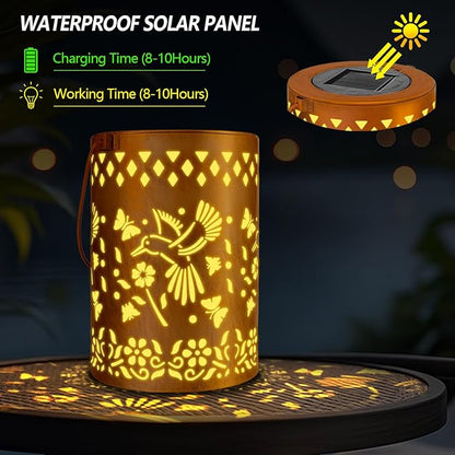Solar Lanterns Outdoor Decor Hummingbird Garden Waterproof Birthday Gifts Light for Women Mom Grandma, Hanging Solar Lights Metal Decoration for Yard, Patio, Backyard, Porch, Garden, 2 Pack
