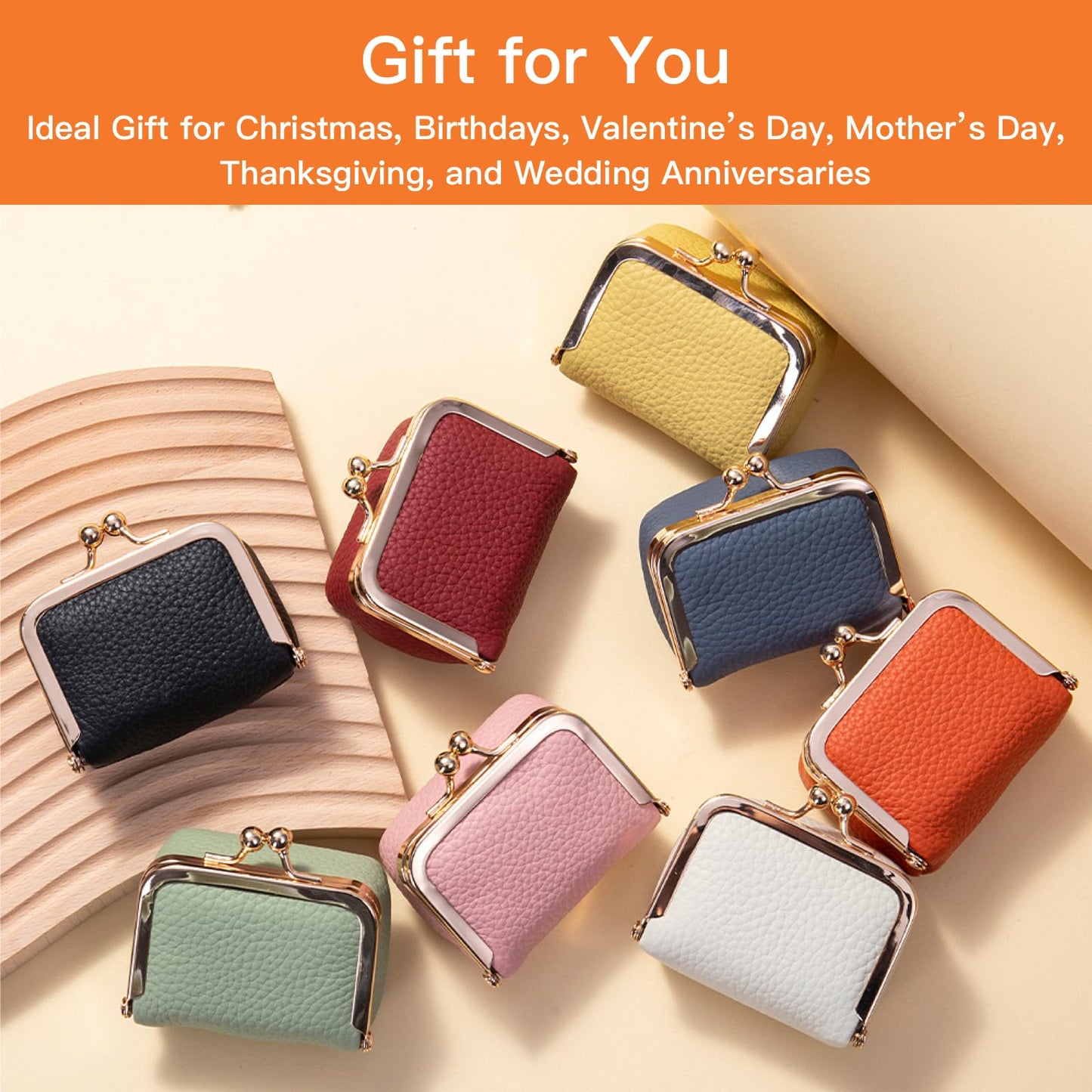 Small Travel Jewelry Box, Genuine Leather Mini Kiss-Lock Coin Purse Organizer, Portable Jewelry Storage for Women (Green, L)