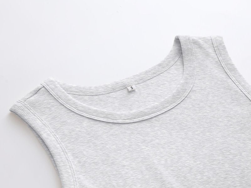 ANRABESS Womens Sleeveless High Neck Tank Tops Fashion Summer Casual Basic Slim Fit Ribbed Racerback Top Shirt Clothes Light Gray-X-Small