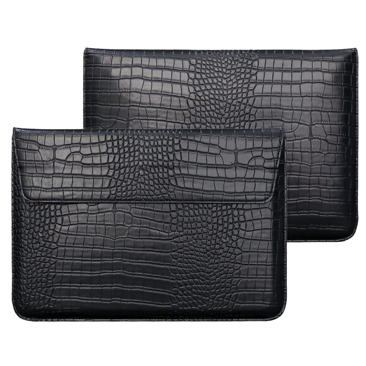 LCMOCICO Crocodile Grain PU Leather Flap Style Case Bag Laptop Sleeve for MacBook Air 15 inch 2026-2023 A3448 M5 M4 M3 M2 Notebook Bag for Mac Pro 16 A3428 A3429 2019-2026 Pro 15 2012-2019, Black