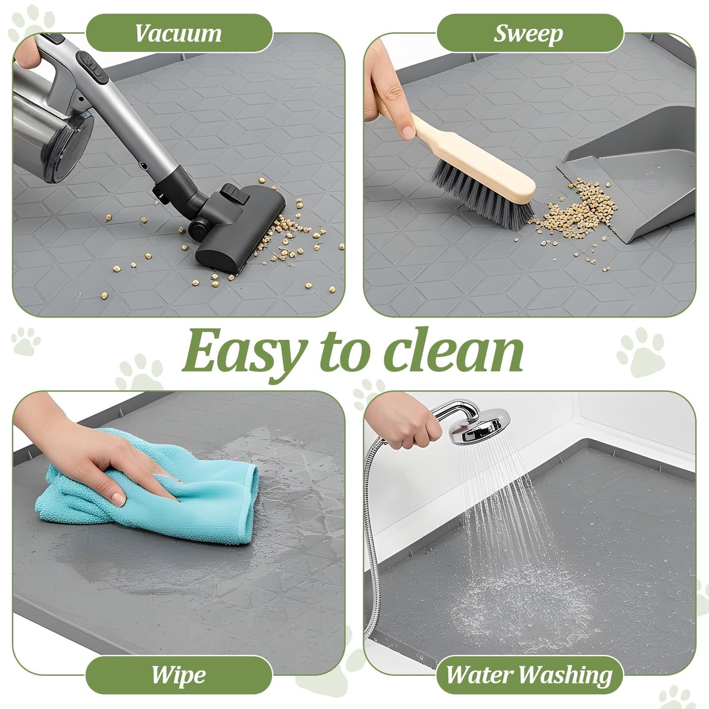 Xaajooio Cat Litter Mat for Litter Box, Silicone Large Cat Litter Trapping Mat - 34x22 in, Waterproof & Non-Slip, Durable & Easy Clean, Gray