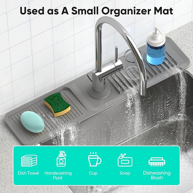 24 Inch Longer Faucet Mat for Kitchen SinkBathroom Kitchen Sink Splash Guard