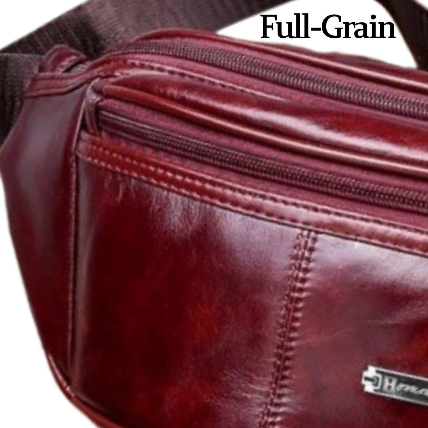 Genuine Leather Fanny Pack Bum Bag for Men – Crossbody Sling Waist Bag with 3 Pockets & Hidden Anti-Theft Pocket, Adjustable Strap, Lightweight Travel Hip Bag for Hiking, Outdoor & Daily Use (Navy)