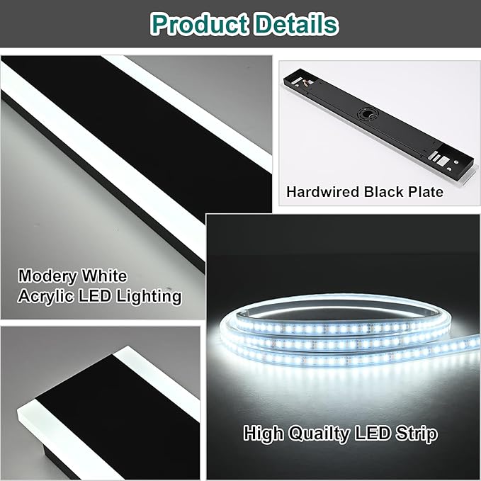 Outdoor Long Wall Lights, 48inch 2 Pack Dimmable Modern Led Wall Lighting,Black Wall Mount Long Linear Exterior Lighting Ip65 Waterproof Exterior Wall Light Fixtures for Garage Patio Porch