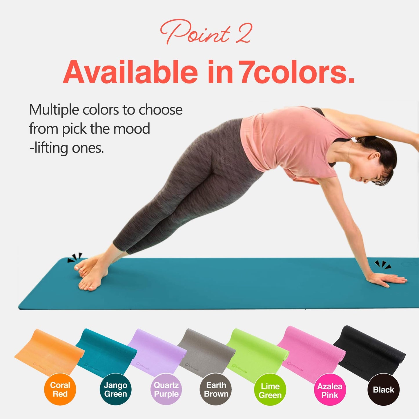 PrimasoleLight Green‌ Non Toxic Yoga Mat with Poses - 68"Lx24"Wx1/4 Inch Non-Slip Workout Mats for Home, At Home Workout Mat with Carry Strap for Yoga Pilates PSS91NH044NA