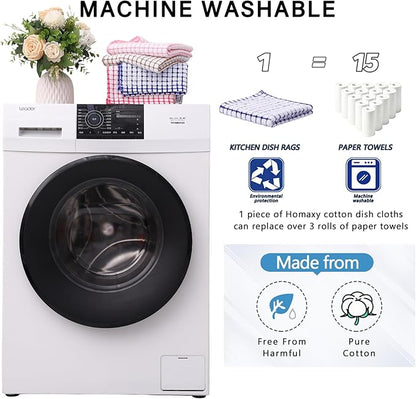 Homaxy Kitchen Towels and Dishcloths Set, 16 x 25 and 12 x 12 Inches, Super