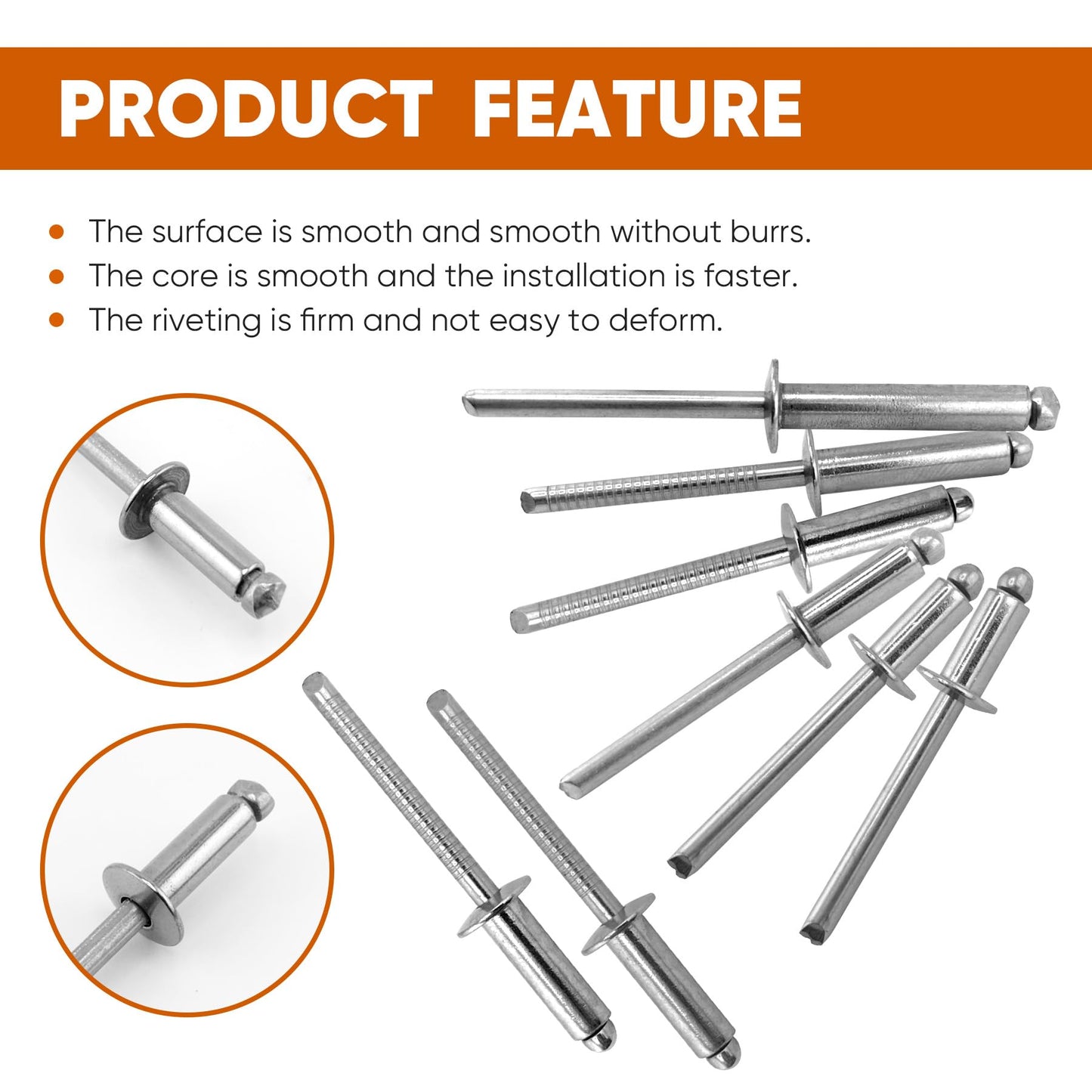 ALLCLEAN 300 Pcs 1/8"x1/4" Stainless Steel Blind Pro Rivets,3.2 x 6mm Pop Rivets,Stainless Steel Grip and Stainless Steel Mandrel