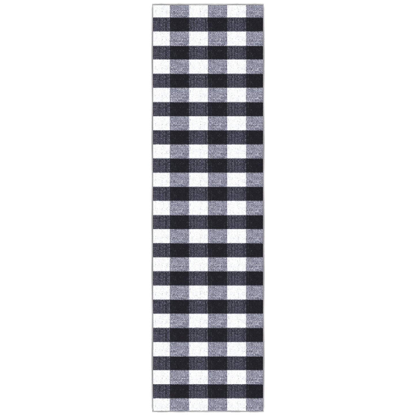 Ottomanson 1'10.5" x 6' Kitchen Runner Rug – Non Slip Stain Resistant Low Pile Kitchen Floor Mat for Sink, Laundry Room, Hallway & Bathroom, Checkered Black/White
