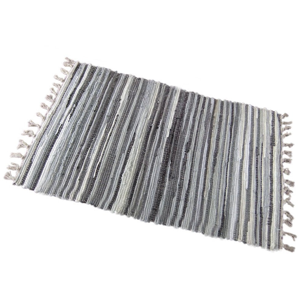 Zeafeel Chindi Rag Rug, Machine Washable Cotton Reversible Rag Rug Hand Woven Multi Color Striped Area Rug Floor Rugs for Bedroom, Living Room, Kitchen and Laundry Room (20'' x 31", Grey)