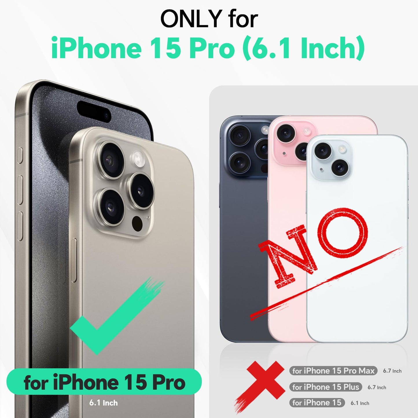 TUCCH Case Wallet for iPhone 15 Pro, Detachable Stand RFID Blocking 4 Card Slot Wireless Charging Shockproof Case, 2-in-1 Magnetic PU Leather Removable Folio Compatible with iPhone 15 Pro 6.1", Black