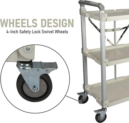 Olympia Tools 89-355 Pack N Roll Collapsible Service Cart, XL, 300LB Capacity, White