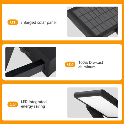 illumishin Solar Outdoor Motion Sensor Wall Light, LED Dimmable Modern Exterior Light Fixture, Rotatable with 3 Lighting Modes, Aluminum, IP65 Waterproof for Porch, Patio, Garden, Garage, Front