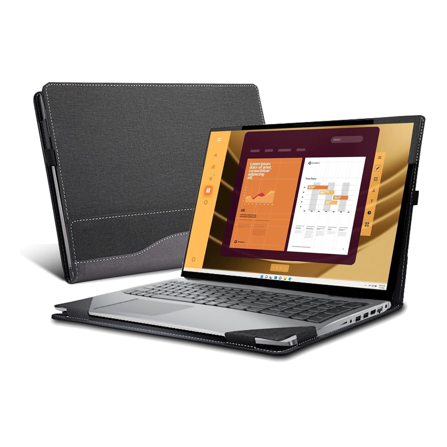 VEVOOD Laptop Case for DELL Latitude 5550 Laptop 2-in-1 |Latitude 5540 5530 5520 Laptop All Inclusive Drop Case 15.6" PU Leather Inside Pocket Cover (Gray)