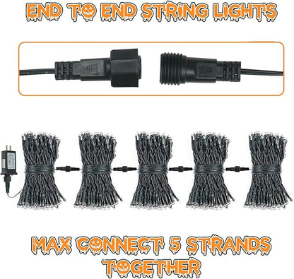 Connectable Purple and Orange Halloween Lights, 2Pack 164ft 400LED 13 Modes Waterproof String Lights Plug in, Twinkle Light with Timer Indoor/Outdoor for Tree Party Halloween Decorations