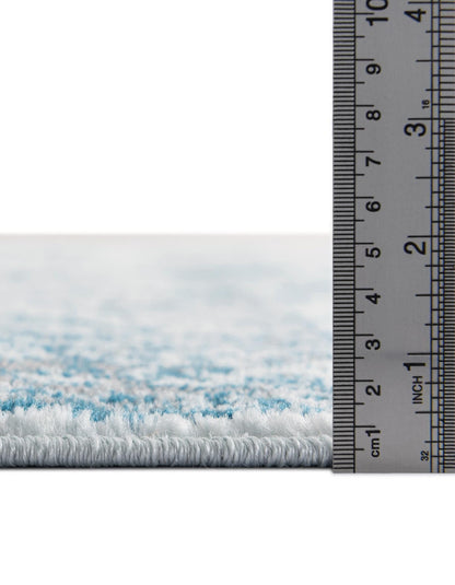 Rugs.com - Monte Carlo Rug – 3 Ft Round Light Blue Stain-Resistant Area Rug – Vintage Medallion Design for Entryways, Bedrooms, and Home Offices