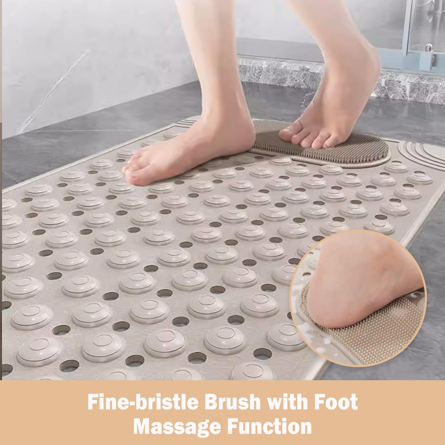 27.6 x 14.2 Inch Non-Slip Bathtub Mat, Machine Washable Bathroom Mat with Suction Cups and Drain Holes, Ideal for Bathtub or Bathroom Floor (Green)