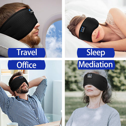 TOPOINT Sleep Mask with Bluetooth Headphones, Breathable Silk Eye Mask for Sleeping Men Women, Bluetooth Sleep Mask Blackout with Speakers, Microphone Handsfree, USB C for Travel Meditation Gifts
