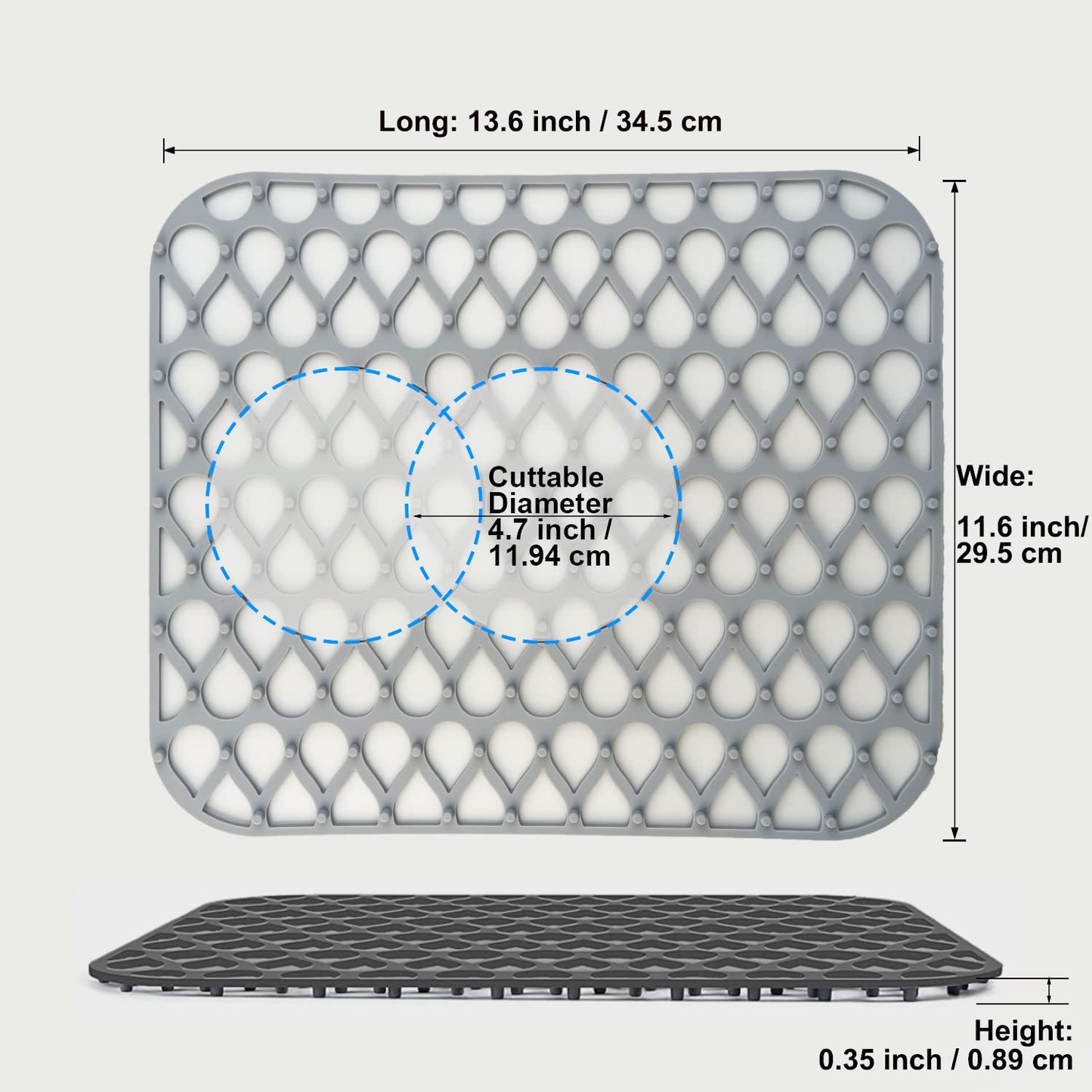 Sink Protectors for Kitchen Sink, SCITURE Sink Mats for Kitchen Stainless/Ceramic Sinks, Folding Non-slip Kitchen Sink Mat, Heat Resistant Silicone Sink Mat (1 Pcs, Grey, 13.58 ''x 11.6 '')