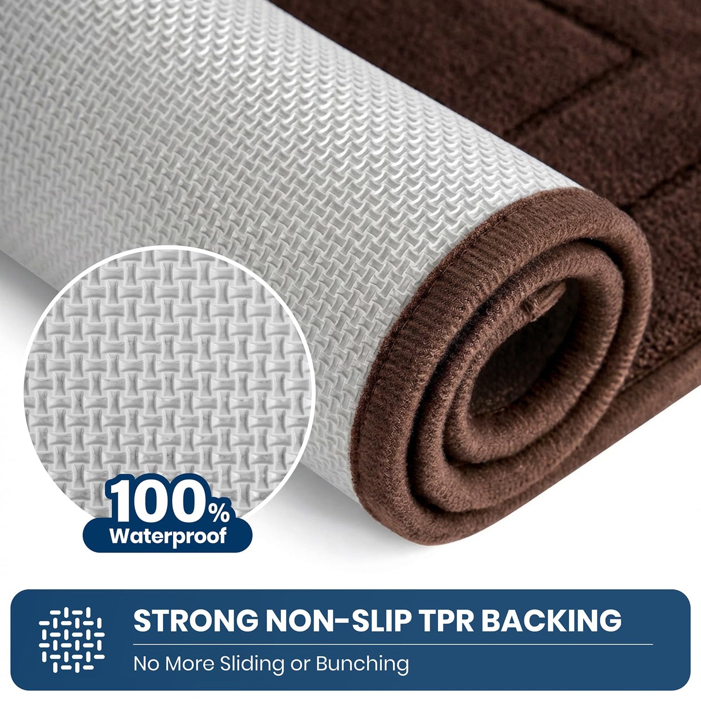 PURRUGS Machine Washable Kitchen Rug Set [2 PCS] (24" x 35.5"+ 24" x 59"), Non-Slip/Skid Kitchen Runner Rugs & Floor Mats, Super Absorbent Soft Standing Mats for Kitchen, Laundry & Sink, Brown