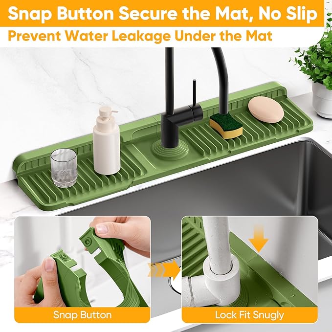 24'' Longer Faucet Mat for Kitchen Sink Splash Guard Kitchen Sink Faucet Mat