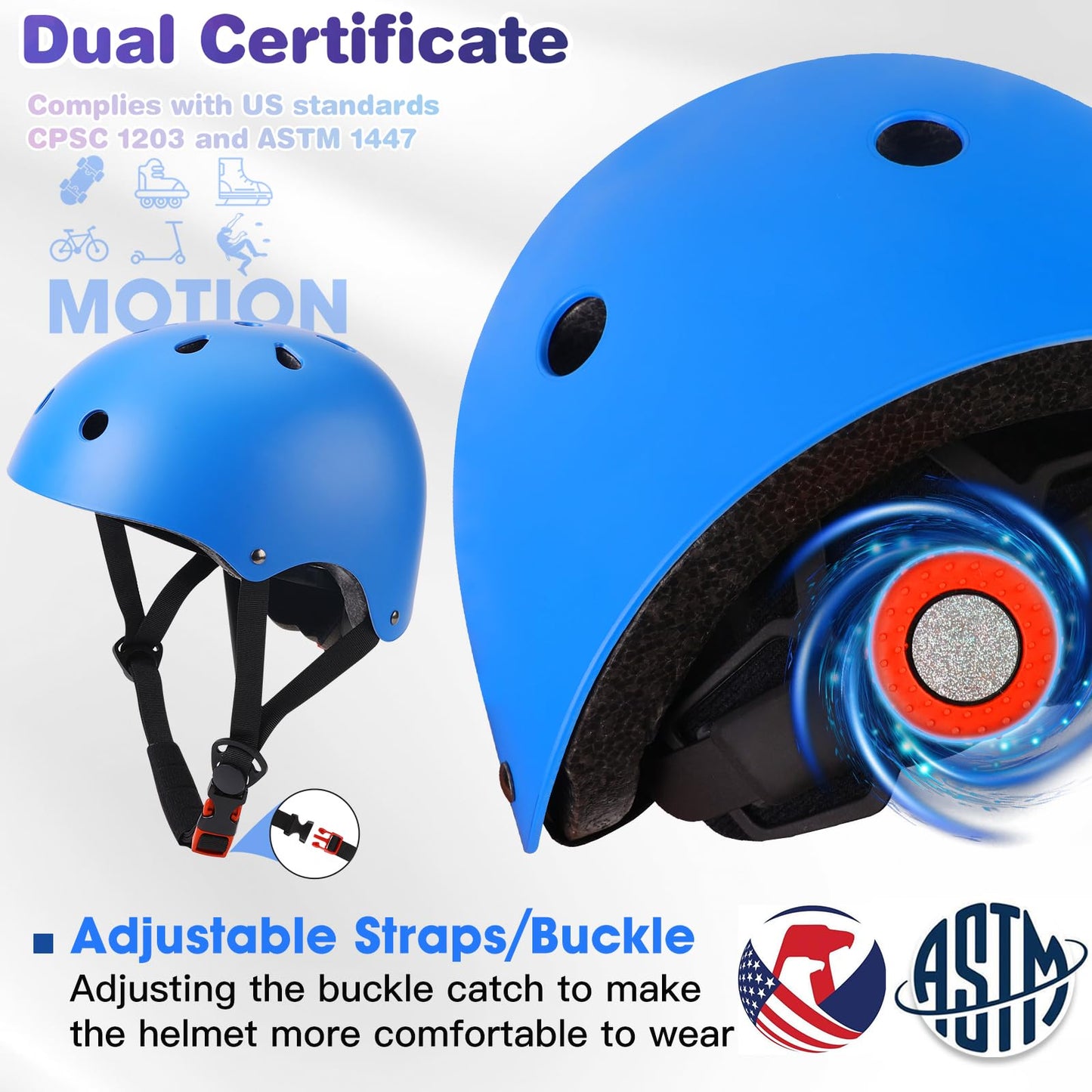 ArgoHome Toddler Kids Bike Helmet Set with Knee Elbow Pads, Adjustable Cycling Helmet for Little Boy Girl Protective Gear