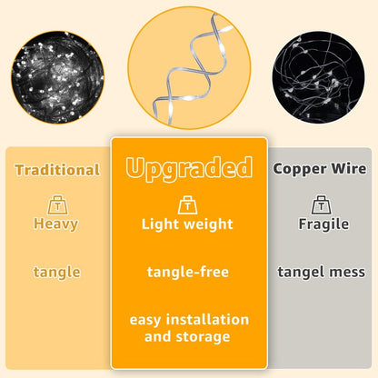 Ollny Curtain Lights 600LED 19.7ft x 9.8ft, IP67 Waterproof Outdoor Curtain Rice Lights with Remote, Plug-in Untangle Fairy Curtain Light with 8 Modes 3 Timers for Wall Backdrop Decor(Cool White)