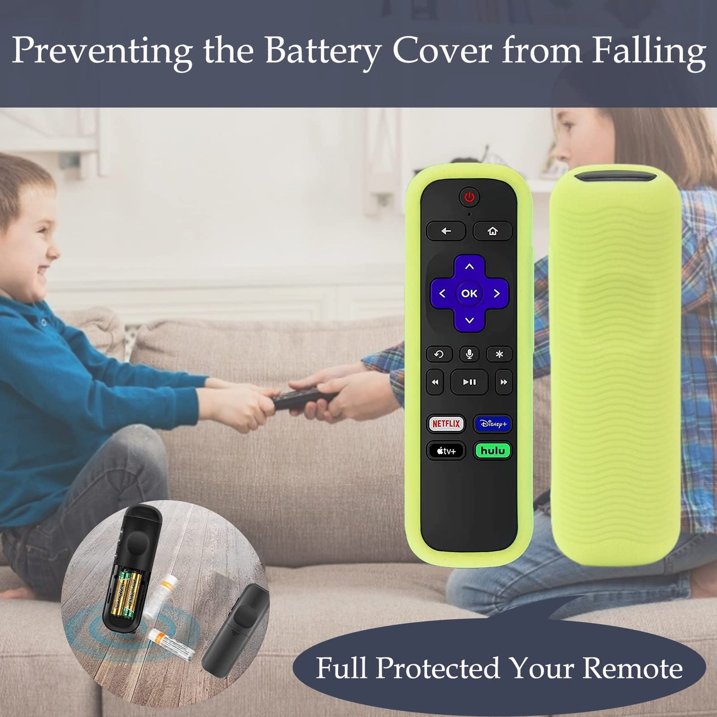 Silicone Protective Controller Cover fits for Roku TV Voice Remote | Element Roku | Westinghouse Roku TV Controller Cover,Glow in The Dark
