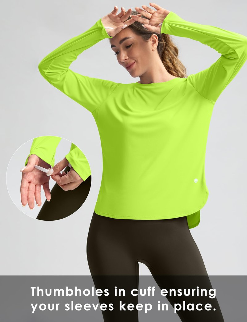 Women's Sun Shirts UPF 50+ Long Sleeve UV Protection Shirt Lightweight Quick Dry Workout Hiking Tops for Women(Bright Green,XL)