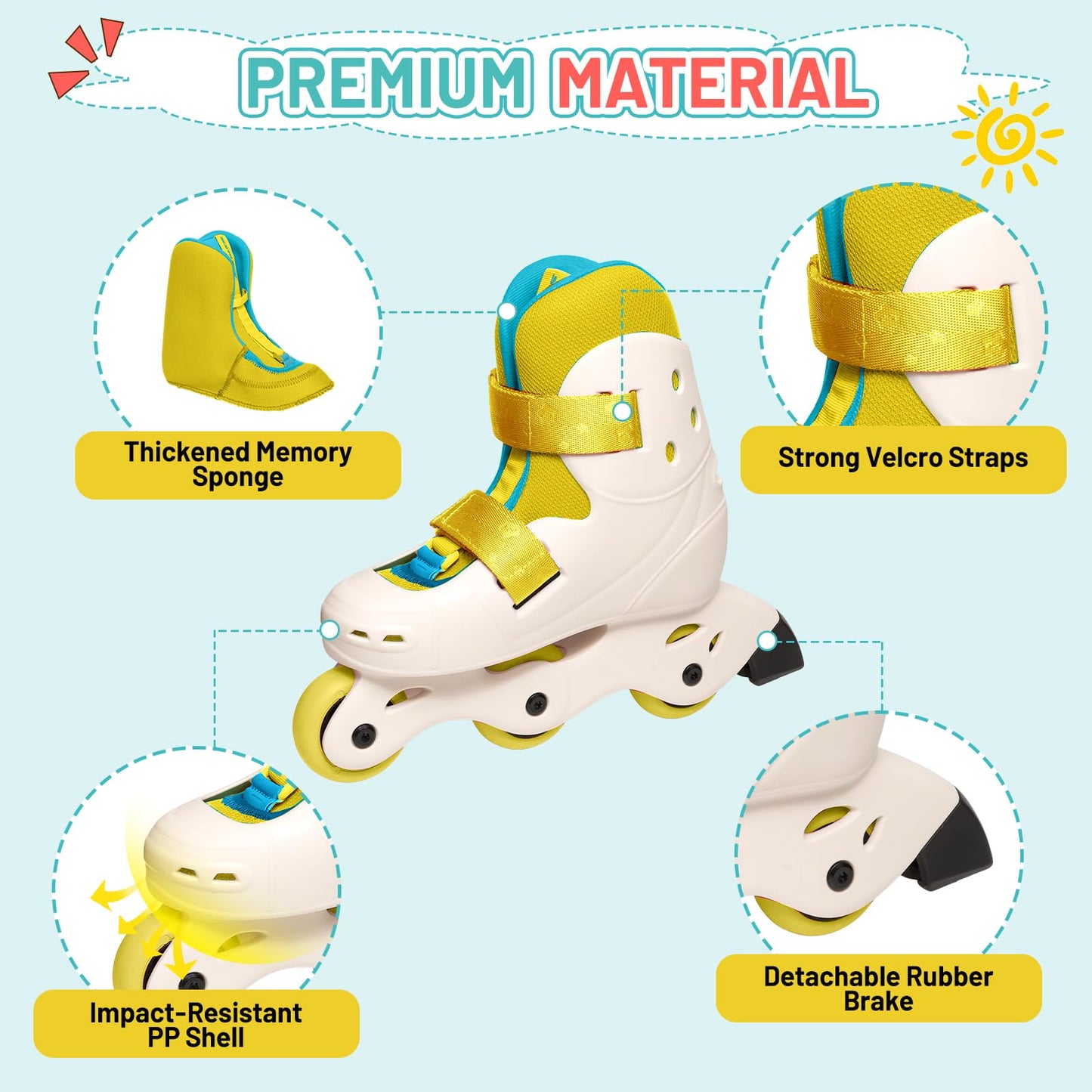 SKT HP Beginner Inline Skates for Kids Ages 3-8, Adjustable Roller Skate for Toddlers Boys Girls, Ultra Lightweight Comfortable Kids Inline Skates, DIY Paintable Design for Outdoor Indoor Sports