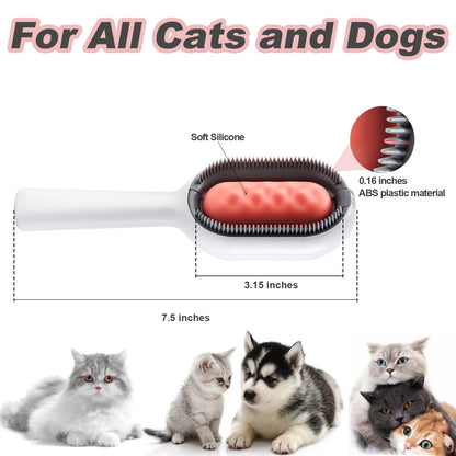 Water Brush for Cats Dogs, 4 in 1 Pet Grooming Bath Brush, 2 in 1 Cleaning Brush Cat, Wet Cat Comb, Pet Hair Removal Comb with Water Tank, Sticky Brush 2.0 (Towels Not Included)